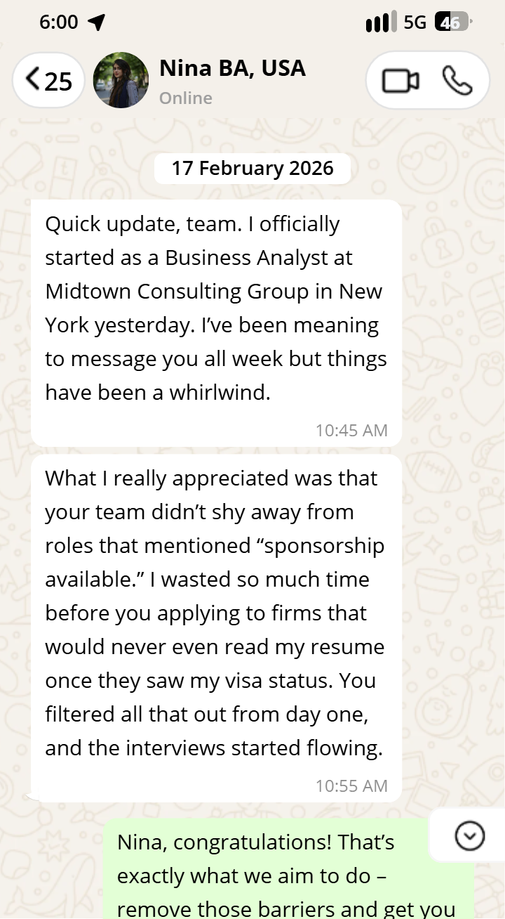 Nina testimonial on WhatsApp