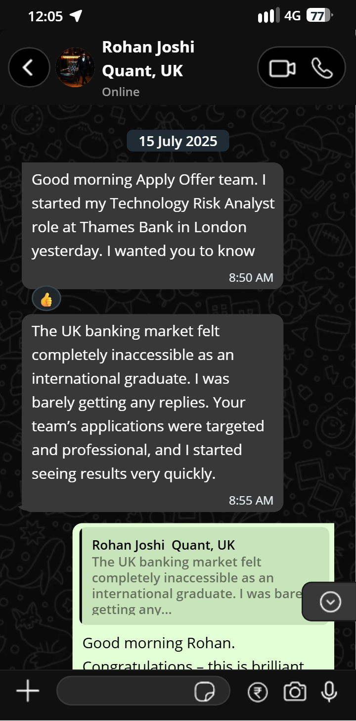 Rohan Joshi testimonial on WhatsApp